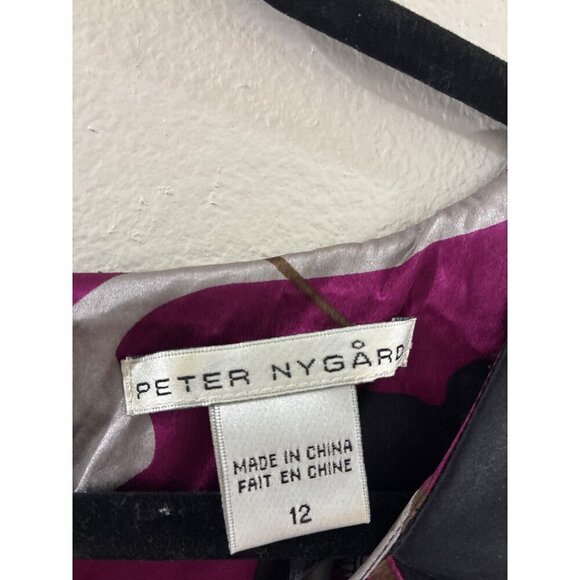 Peter Nygard Blouse Womens Colorful Print Silk Size 12 slip on boho top - Picture 5 of 8